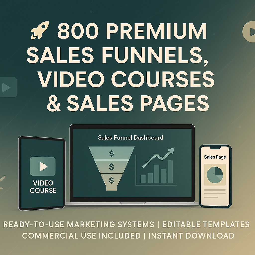 800 PREMIUM Sales Funnels, Video Courses & Sales Pages 800 PREMIUM Sales Funnels, Video Courses & Sales Pages
